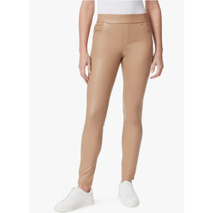 GLORIA VANDERBILT Avery Faux Leather Leggings 14 Tan Slim Pull on Skinny NWT